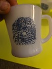 Coffee Mugs Set of 4 Vintage Currier and Ives White Milk Glass Handle — photo 3