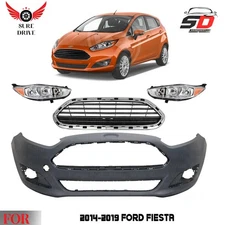 Front Bumper Cover Fascia & Grille Assembly Kit for 2014-2019 Ford Fiesta