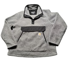 Carhartt Snap-T Pullover Mens Medium Gray Fleece Sherpa Relaxed Fit OJ4991-M