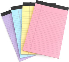 Legal Pads 5 x 8 Inch Small Note Pad 200 Sheets, 4 Pack