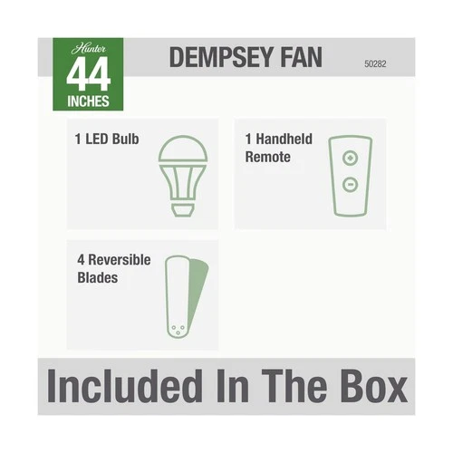 Hunter 50282 Dempsey Ceiling Fan 44 inches Brushed Nickel - Picture 5 of 11