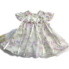 Vintage Rare Editions White Floral Sheer Ribbon Rosettes Bloomers Formal Dress