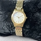 Seiko Watch Women 25mm White Dial Gold Tone Round V701-1930 New Battery WORKING