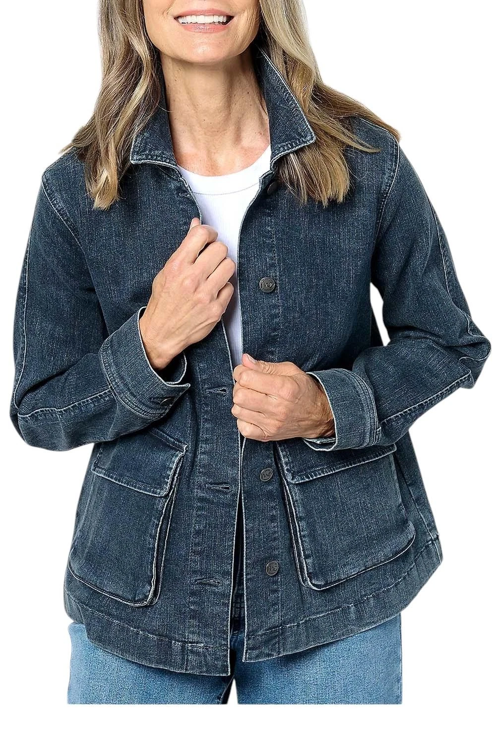 Me by Jennie Garth Women's The Dylan Denim Jacket Grey Blue Wash