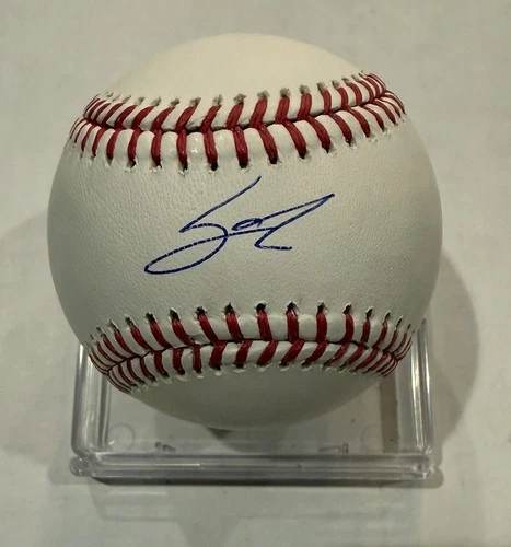 Sal Stewart Signed Rawlings OMLB Baseball MLB Authentication w/ Cube Cin Reds