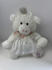 Vintage 80s Fisher Price PUFFALUMPS WHITE COW Nylon 15" Plush Toy 1986 Dress Kid