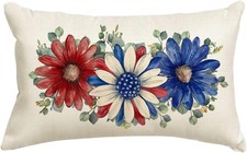 4th of July Patriotic Throw Pillow Covers,12x20 Inch Memorial Day