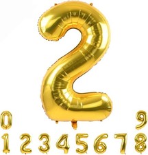 40-Inch Shiny Gold Number 2 Balloon - Exceptional Decoration for Any Occasion