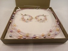 Honora Cultured Pearl Necklace & Earrings Multicoloured In Presentation Box Ex C