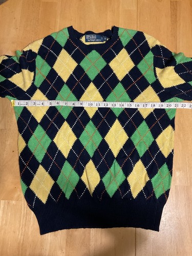 Maglione vintage polo Ralph Lauren misto cashmere argilla diamante taglia media anni '90 - Foto 3 di 7