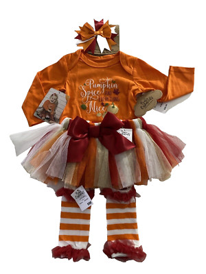 Baby Essentials ￼Girls Fall Thanksgiving Pumpkin Spice Everything Nice 3M New