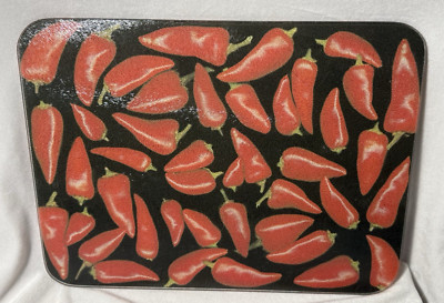  ️ Retro Statement Glass Red Chili Pepper Cutting Board 15.5'' x 11.75'' ️