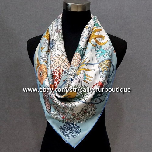Sally 18 Momme Twill Silk Double Face Scarf Stole Flowers Print Square shawl 35" - Picture 5 of 11