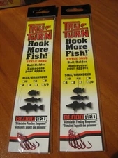 2 Packs Snelled Tru-Turn 303G Blood Red Bait Holder Fishing Hooks Size 8
