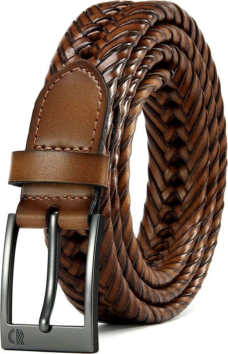 Mens braided leather belt deals