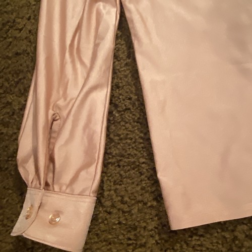Vintage 60s 70s Sears Perma Prest Blouse Size L Dusty Rose Pink Long Sleeve EUC - Picture 8 of 8