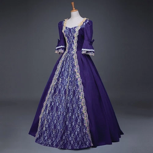 Women Vintage Fancy Dress Gowns Renaissance Medieval Victorian Cosplay Costume - Picture 15 of 24