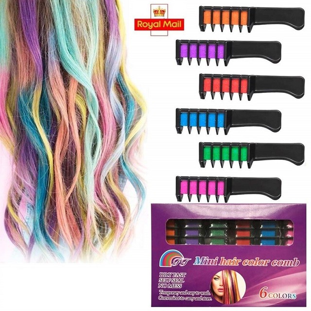 Faburo 6pcs Hair Chalk Comb Shimmer Temporary Hair Color Cream