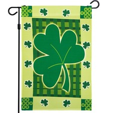 Garden Flag St Patrick's Day Spring Decoration Large Green Clover 12"x18"
