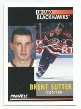 BRENT SUTTER 1991-92 PINNACLE CARD NEAR MINT CONDITION