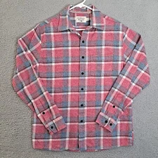 Normal Brand Mens Small Red/Blue Plaid L/S Lightweight Cotton Flannel Shirt