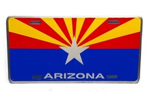 ARIZONA STATE FLAG 3D EMBOSSED METAL NOVELTY CAR LICENSE PLATE AUTO TAG