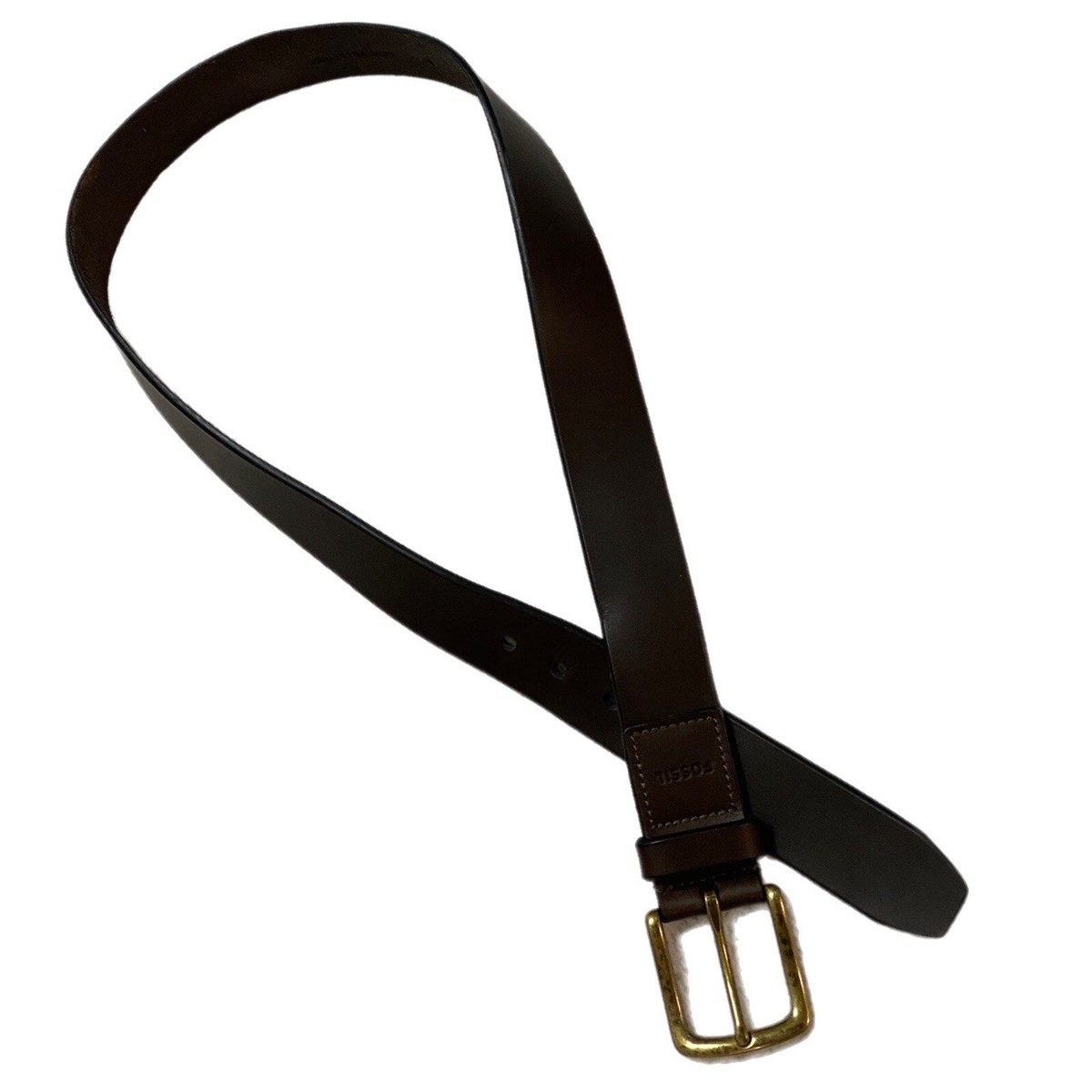 Mens Fossil Brown Leather Belt Size 36 Brass Buckle | eBay display picture 2