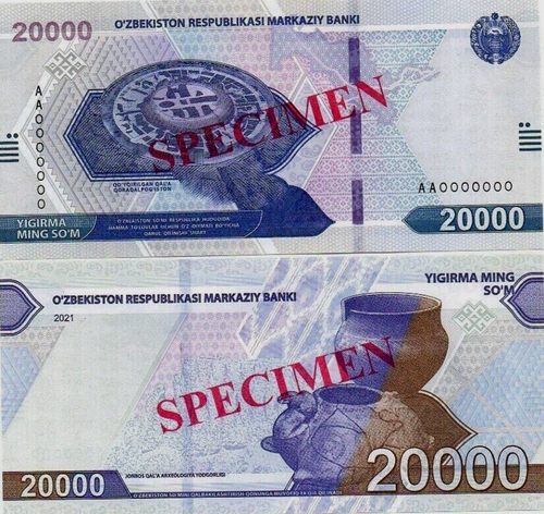 Uzbekistan 200000 100000 50000 20000 10000 5000 2000 SUM 2021-2022 Specimen UNC - Picture 5 of 9