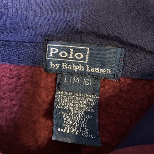Polo Ralph Lauren Hoodie Boys Large Maroon Big Pony Full Zip Jacket Youth U59 - Picture 4 of 14