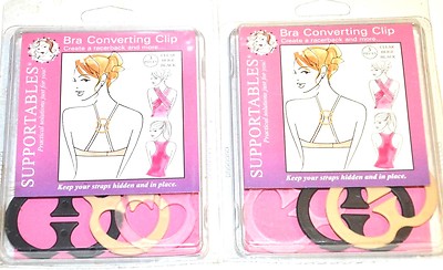 NEW Supportables Bra Converting Clip Racerback Hide Straps - Choose 1 Or 2 Packs