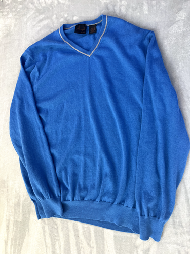 Joseph A Bank Sweater Mens Large Blue Cashmere V Neck