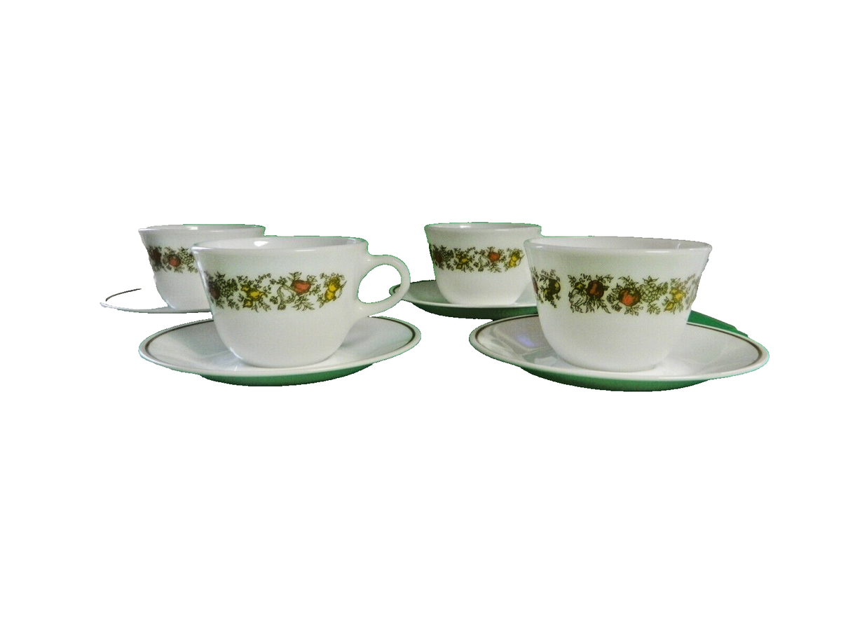 SPICE OF LIFE Cup Saucer Set Vegetables Corning Corelle VGC Pyrex Vtg