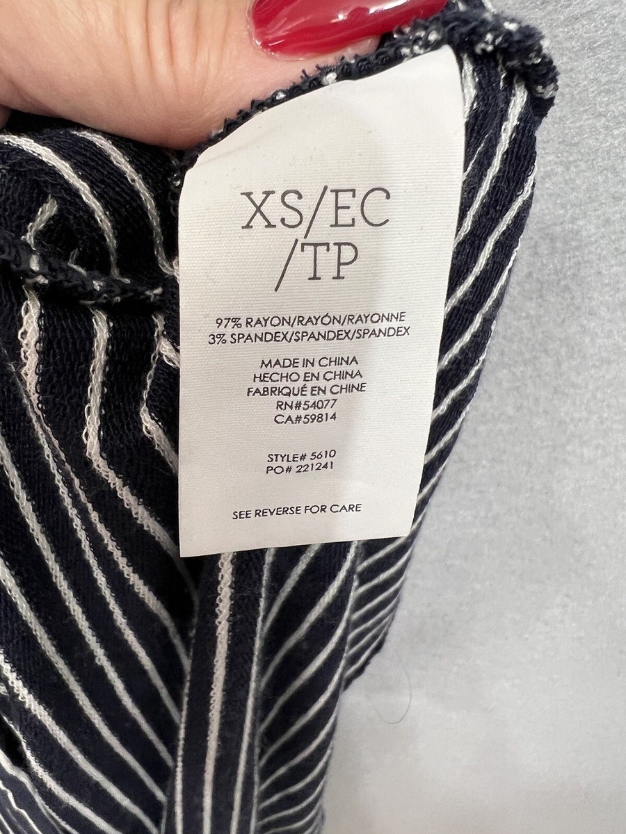 *リ様 CAbi 5610 Launch Sleeveless ￼Striped Blue White Midi Dress Size