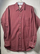 OLD EL PASO WESTERN Plaid Button Down Medium Made In USA X Long Tail Red Vintage
