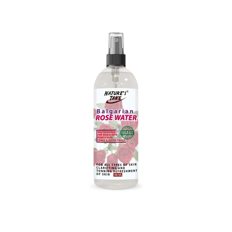 Organic Pure Rose Water 50-100ml Rosa Damask Hydrosol Bulgaria Origin Rosewater