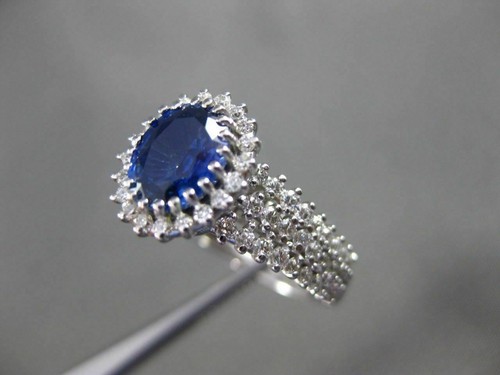 ESTATE 2.53CT DIAMOND & SAPPHIRE 18KT WHITE GOLD 3D HALO ENGAGEMENT RING #24680 - Picture 12 of 12