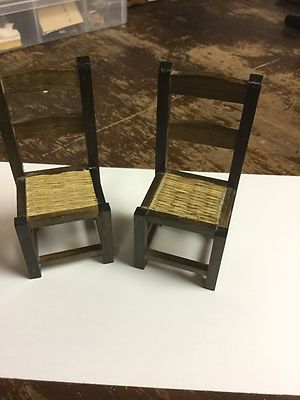 Dollhouse Miniature Straw Cushioned Chairs 