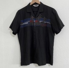 Triumph Of California Vintage Men's M Black Palm Tree Hawaiian Shirt Button