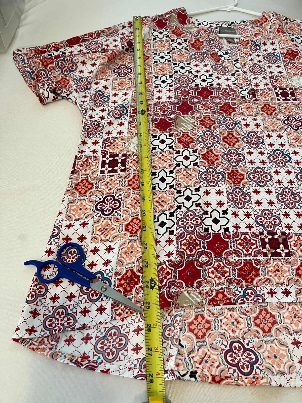 Chico’s Patchwork Flutter Sleeve Top Geometric Hi… - image 4