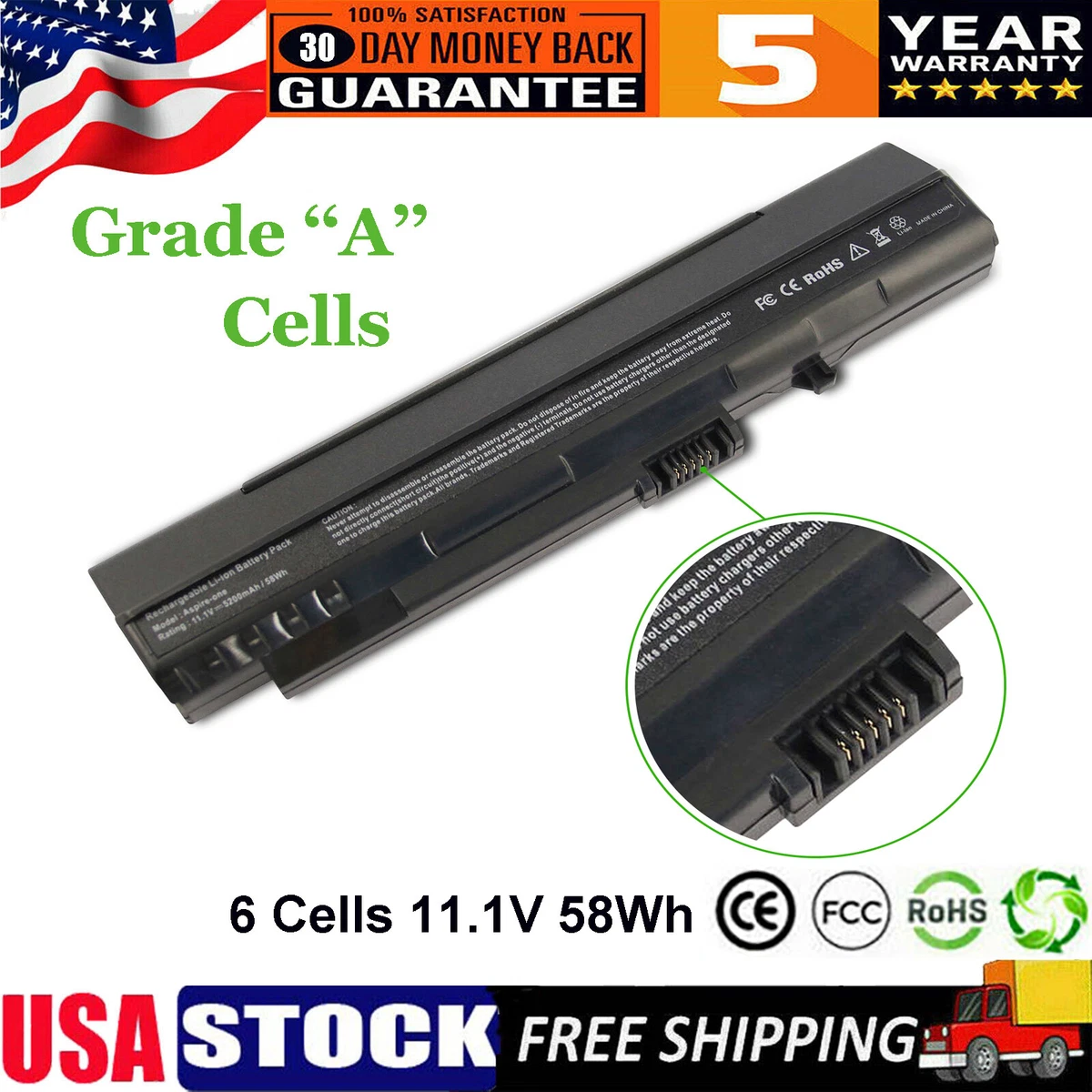 Batteria per notebook Acer Aspire One D255, D257, D260, D270 - 4400mAh 11,1V Li-Ion bianco | 800103460