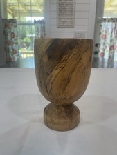 Vintage TURNED WOODEN CARVED FOOTED CUP/GLASS