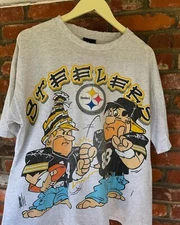 90s Rare Pittsburgh Steelers Flintstones Short sleeve T shirt Unisex S-5XL