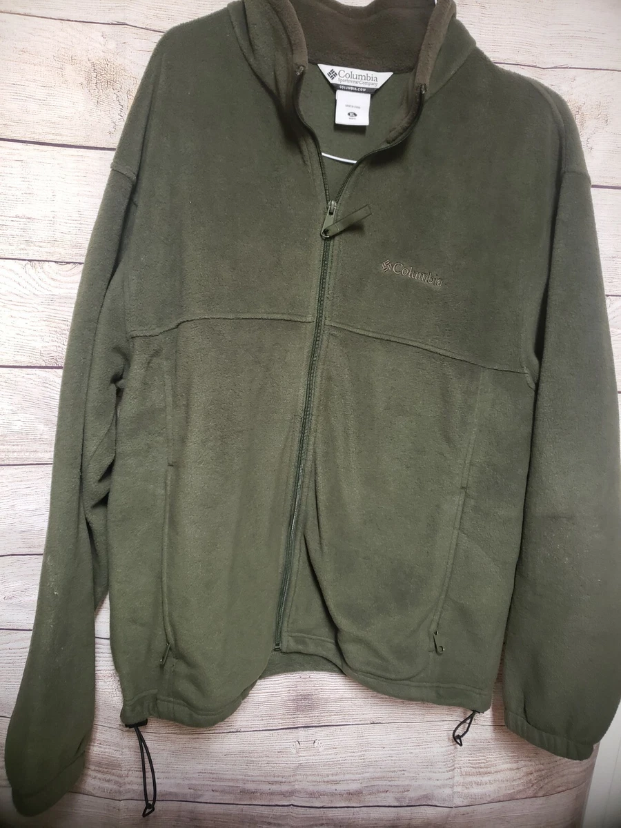 Columbia Men's Size xl Dark Green Fleece Side Pocket Full Zip Long Sleeve  Jacket