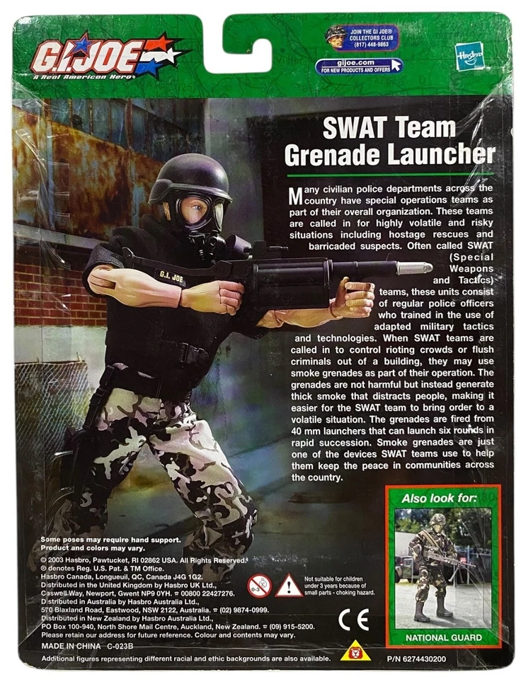 Figura de acción GI Joe SWAT Team Grenade Launcher Vintage 2003 12" NUEVA 1/6 ¡Bonita! Foto 3 de 3