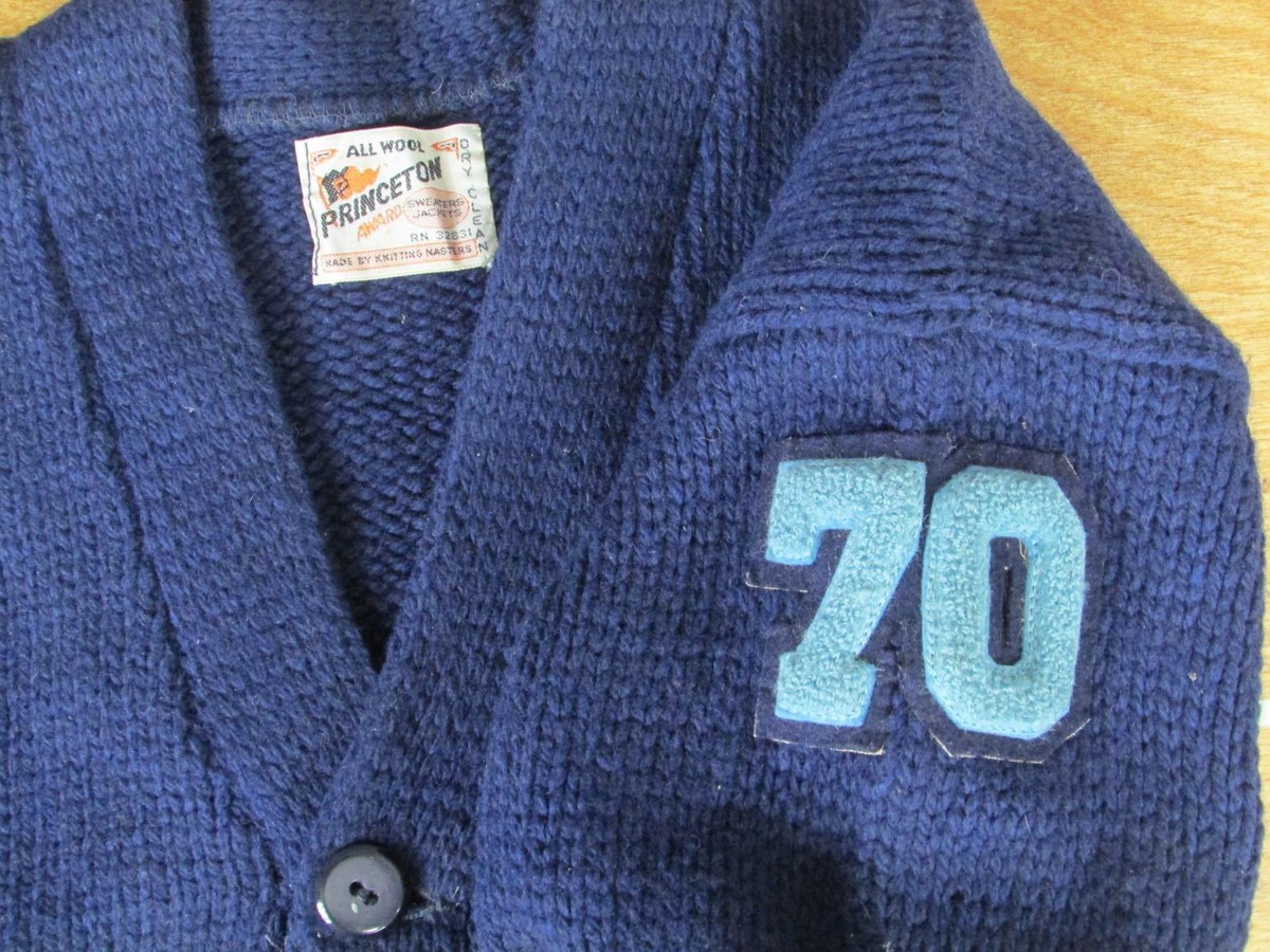 50’s PRINCETON Lettered Cardigan Vintage 50s 60s Letterman Cardigan Sweater Wool Princeton