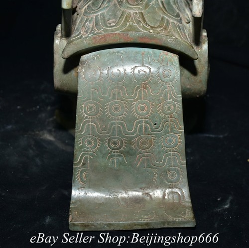 14.8" Antique Chinese Bronze Ware Silver Western Zhou period Bird Zun Statue - Picture 10 of 12