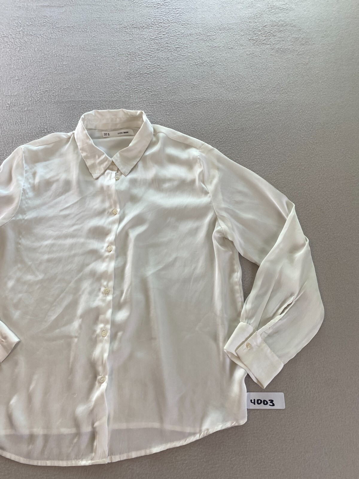 Sfera Basic Top Womens Medium White Collared Long… - image 7