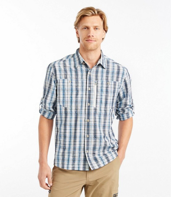 LL Bean Men's Cool Weave Shirt, Plaid eBay