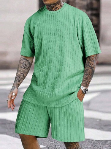 Men Summer Outfit 2-Piece Set Short Sleeve TShirt and Shorts Sweatsuit Sport Set - Picture 21 of 23