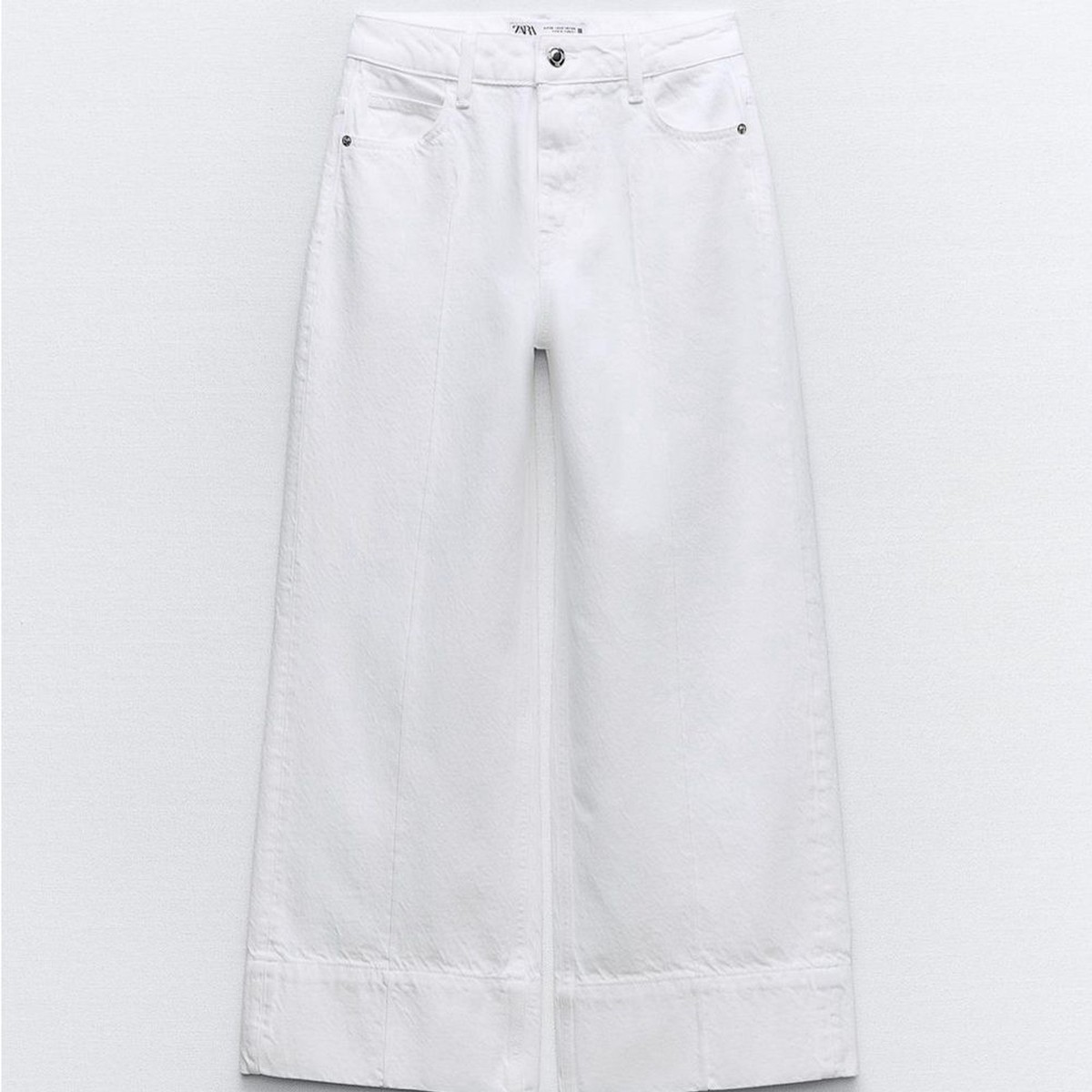 Zara CROP WIDE LEG FRONT SEAM WHITE JEAN. Size: 2 | eBay